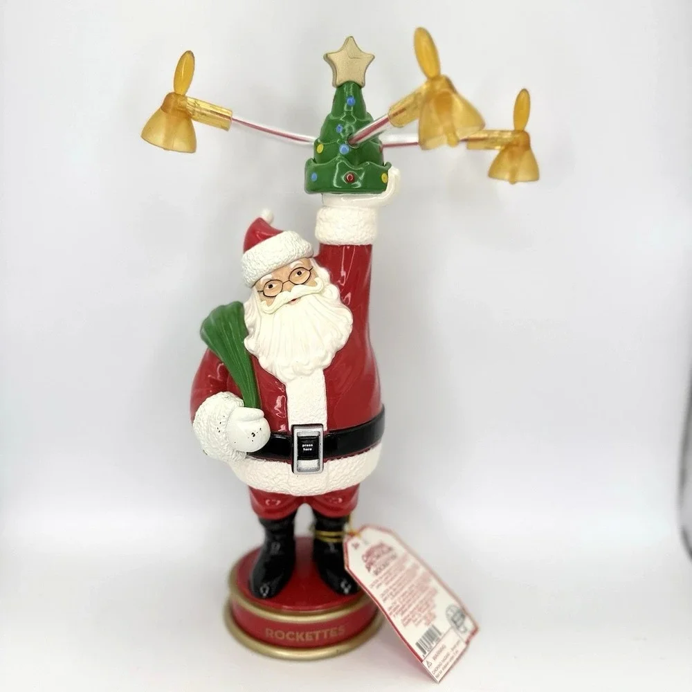 VTG Radio City Rockettes Spinning Santa Light Up Animated Figure Christmas Decor
